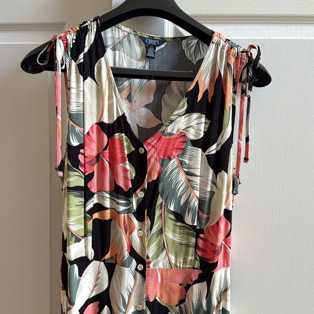 Tropical Sleeveless Maxi Dress, Chaps Brand, ladies Size L, NWOT - Picture 2 of 8
